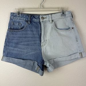 Pacsun High Waisted Two Tone Blue Jean Cotton Denim Mom Shorts 27